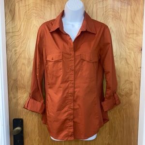 Women's Orange Button-Up Shirt